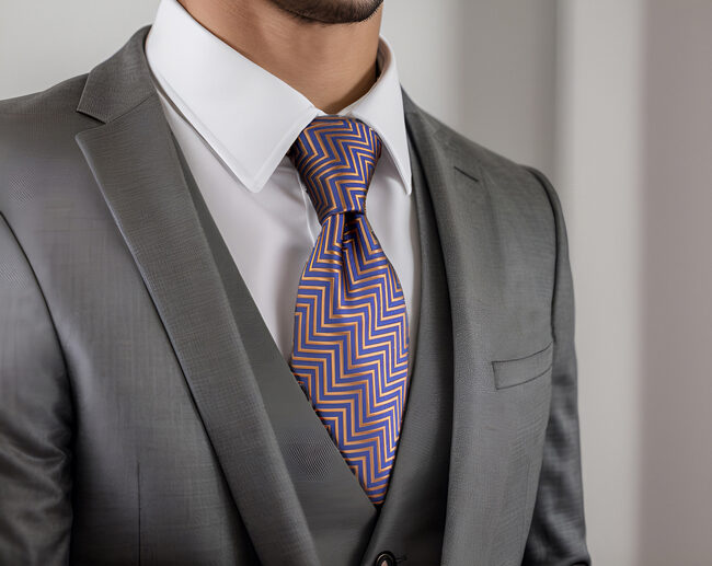 shlax & wing A57 Blue Brown Zigzag Pattern Mens Neckties Hanky Set Fashion Business Extra Long Size Party Gift Liquidación