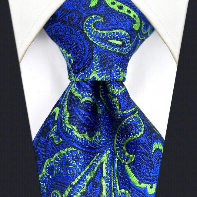 shlax & wing A67 Lime Green Royal Blue Paisley Men Necktie Fashion Dress Extra Long Size Luxury Business Party Libre de impuestos