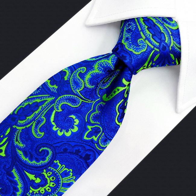 shlax & wing A67 Lime Green Royal Blue Paisley Men Necktie Fashion Dress Extra Long Size Luxury Business Party Libre de impuestos