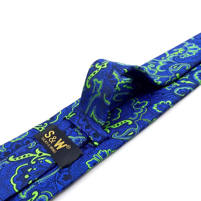shlax & wing A67 Lime Green Royal Blue Paisley Men Necktie Fashion Dress Extra Long Size Luxury Business Party Libre de impuestos