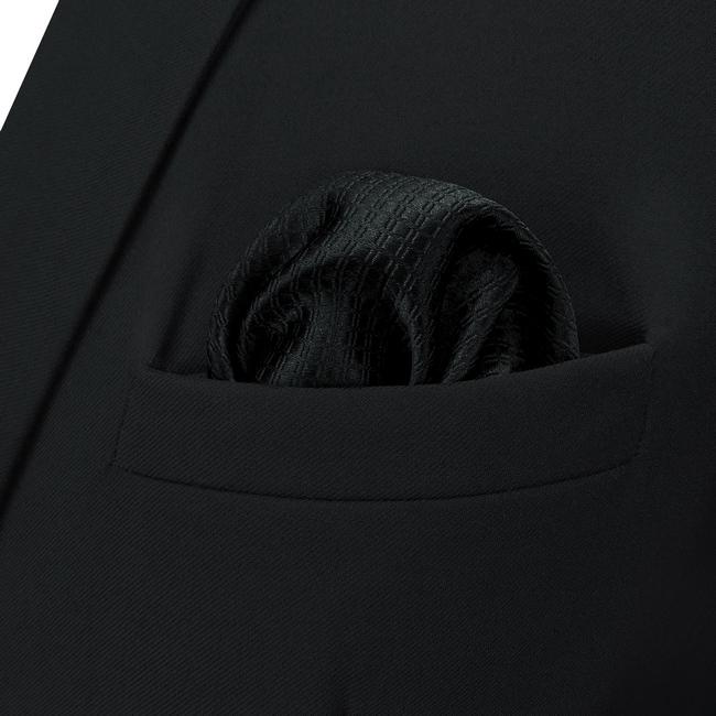 shlax & wing CH28 Silk Black Solid Mens Pocket Square Fashion Wedding Acceossories Hanky Brand New Handkerchief Descuentos del mes