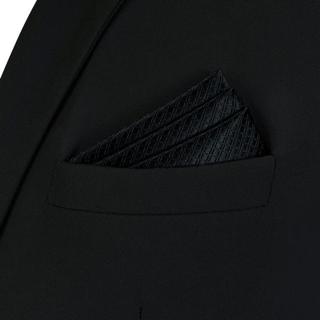 shlax & wing CH28 Silk Black Solid Mens Pocket Square Fashion Wedding Acceossories Hanky Brand New Handkerchief Descuentos del mes