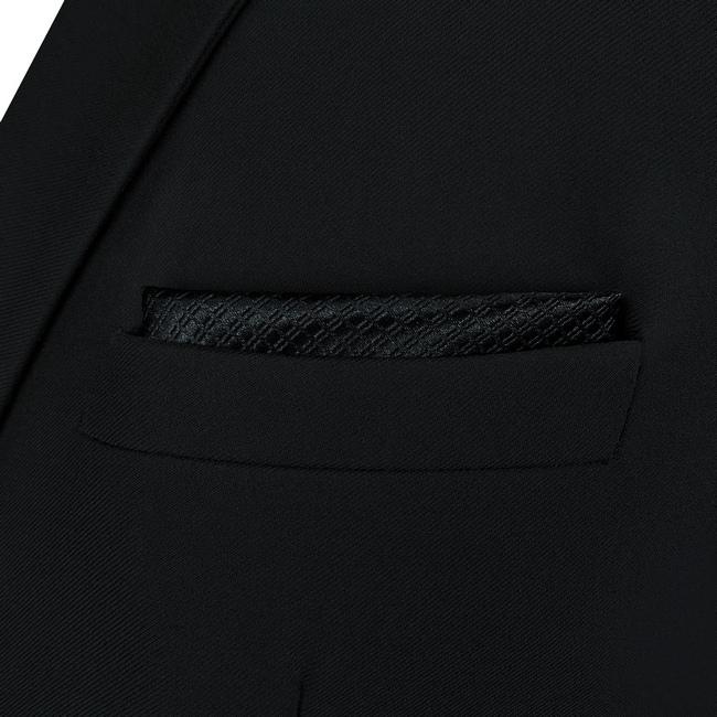 shlax & wing CH28 Silk Black Solid Mens Pocket Square Fashion Wedding Acceossories Hanky Brand New Handkerchief Descuentos del mes
