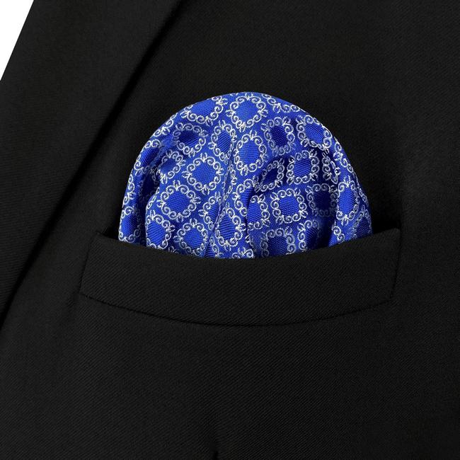 shlax & wing AH93 Blue Checkes Silk Mens Pocket Square Classic Brand New Handkerchief Fashion Wedding Oferta exclusiva
