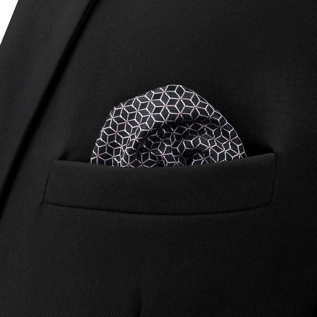 shlax & wing BH40 Black Geometric Men’s Pocket Square Accessories Business Última moda