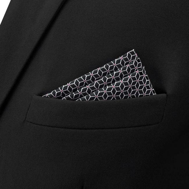 shlax & wing BH40 Black Geometric Men’s Pocket Square Accessories Business Última moda