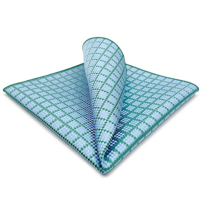 shlax & wing AH82 Aqua Checkes Silk Mens Pocket Square Classic Brand New Handkerchief Fashion Wedding Acceossories Hanky
