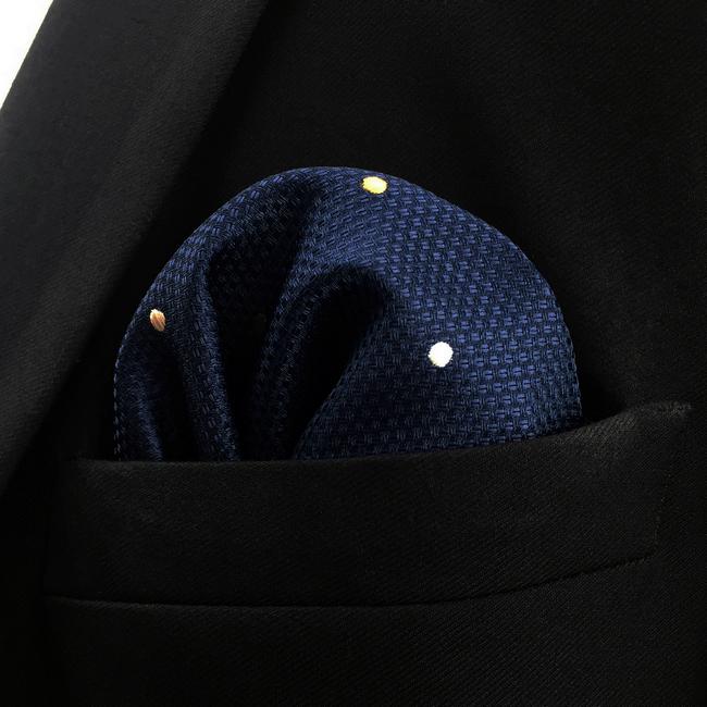 shlax & wing DH12 Navy Polka Dots Mens Pocket Square Silk Classic Handkerchief Fashion Groom Dress Hanky Rebajas de fin de temporada