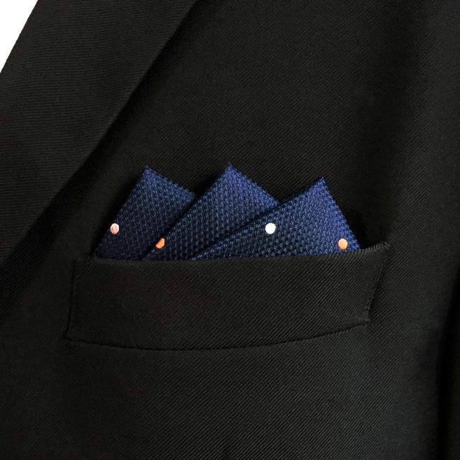 shlax & wing DH12 Navy Polka Dots Mens Pocket Square Silk Classic Handkerchief Fashion Groom Dress Hanky Rebajas de fin de temporada