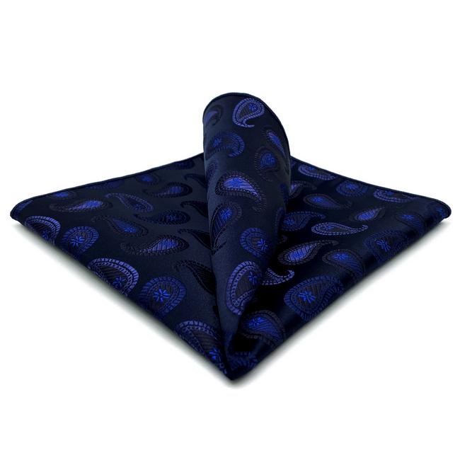 shlax & wing DH14 Navy Paisley Mens Pocket Square Silk Wedding Classic Handkerchief Novelty Fashion Groom Hanky Devoluciones gratuitas