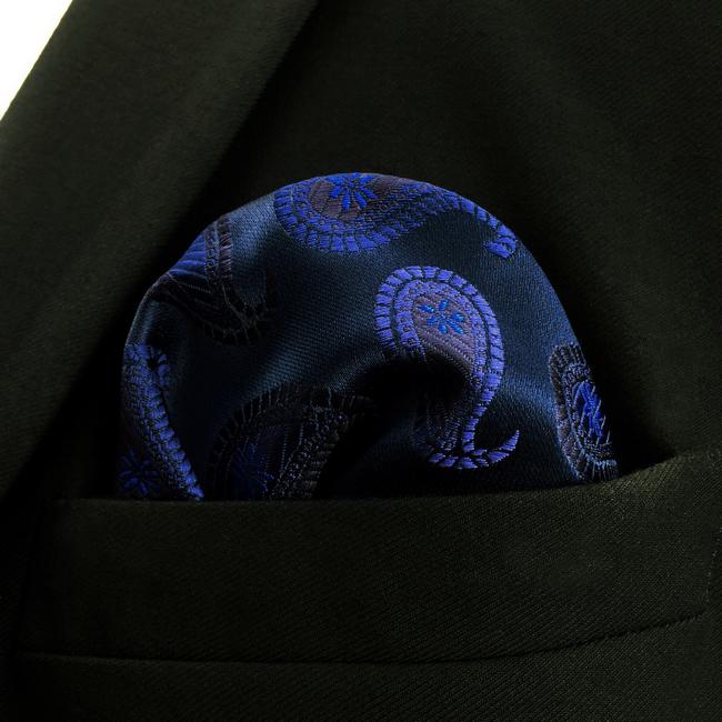 shlax & wing DH14 Navy Paisley Mens Pocket Square Silk Wedding Classic Handkerchief Novelty Fashion Groom Hanky Devoluciones gratuitas