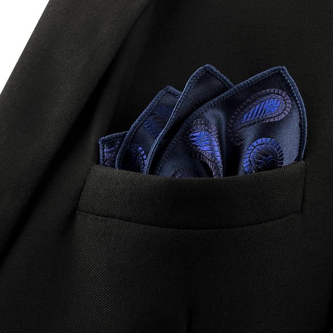 shlax & wing DH14 Navy Paisley Mens Pocket Square Silk Wedding Classic Handkerchief Novelty Fashion Groom Hanky Devoluciones gratuitas