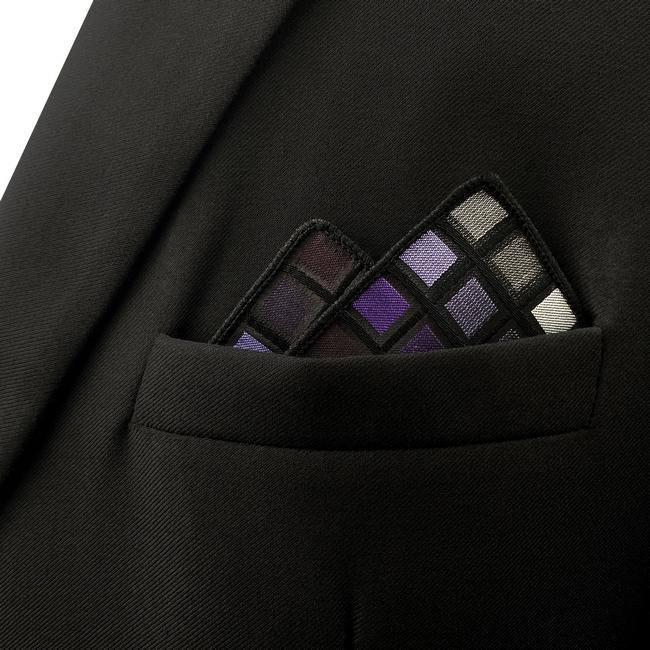 shlax & wing DH2 Purple Checkes Mens Pocket Square Classic Silk Handkerchief Wedding Fashion Hanky 2025