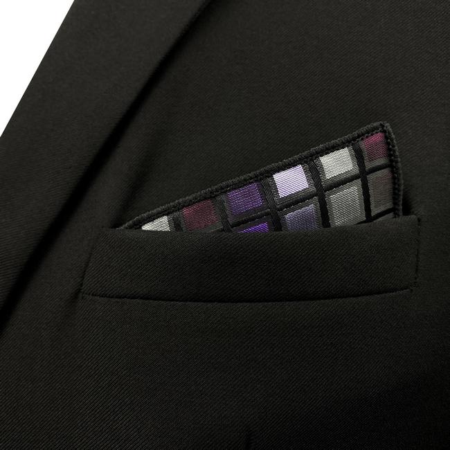 shlax & wing DH2 Purple Checkes Mens Pocket Square Classic Silk Handkerchief Wedding Fashion Hanky 2025