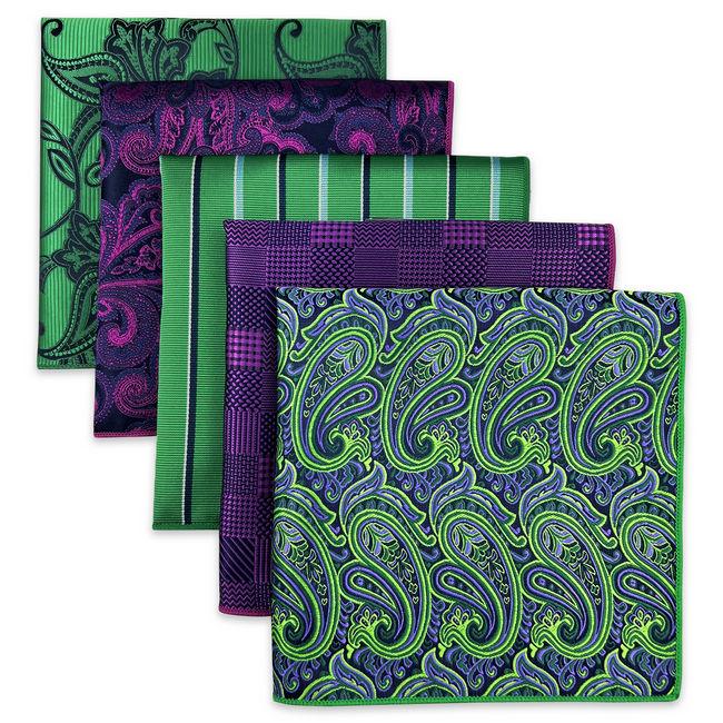 shlax & wing 5 Pieces Assorted Mens Pocket Square Fashion Gift Classic Handkerchiefs Set 2-89 En línea