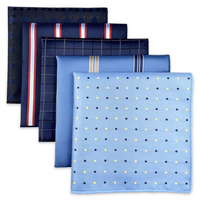 shlax & wing 5 Pieces Assorted Mens Pocket Square Fashion Gift Classic Handkerchiefs Set 2-90 Outlet
