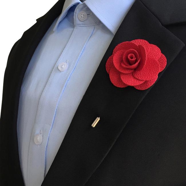 shlax & wing Red Cotton Blend Lapel Flowers Boutonniere Stick Pin Men’s Accessories Handmade Necktie Tienda