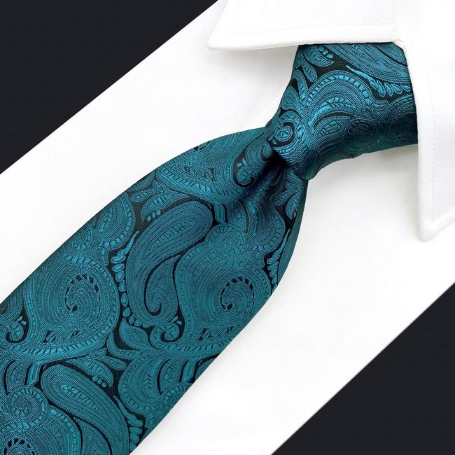 shlax & wing A77 Dark Teal Paisley Mens Neckties Pocket Square Luxury Gift Accessories Party Extra Long Size ÚLTIMAS EDICIONES