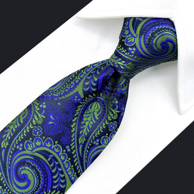 shlax & wing A78 Green Blue Paisley Mens Neckties Pocket Square Set Classic Fashion Wedding Extra Long Size Tie Últimos 2 días