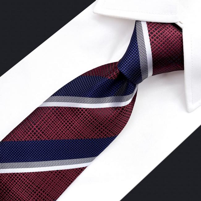 shlax & wing A79 Red Blue Striped Mens Necktie Pocket Square Set Fashion Gift Business Extra Long Size Tie Último día