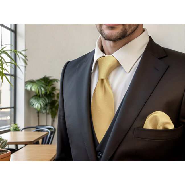 shlax & wing A80 Light Yellow Solid Mens Necktie Pocket Square Set Fashion Skinny Tie Gift Wedding 63″ Precio de fábrica