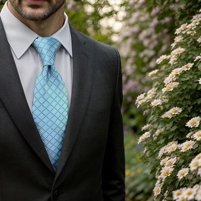 shlax & wing A82 Aqua Checkes Silk Mens Necktie Pocket Square Set Classic Brand New Fashion Wedding 63″ Solo hoy