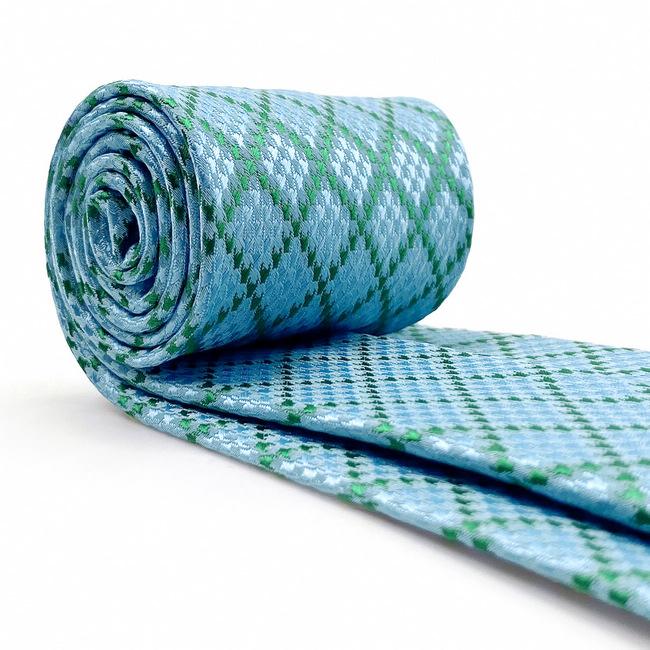 shlax & wing A82 Aqua Checkes Silk Mens Necktie Pocket Square Set Classic Brand New Fashion Wedding 63″ Solo hoy