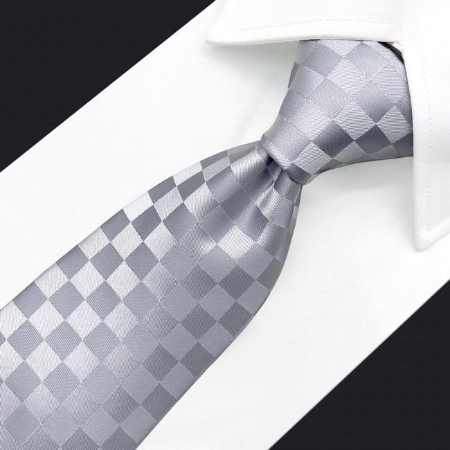 shlax & wing A83 Silver Checkes Mens Neckties Pocket Square Set Classic Fashion Wedding Skinny Tie Gift Wedding 63″ Oferta especial de fábrica