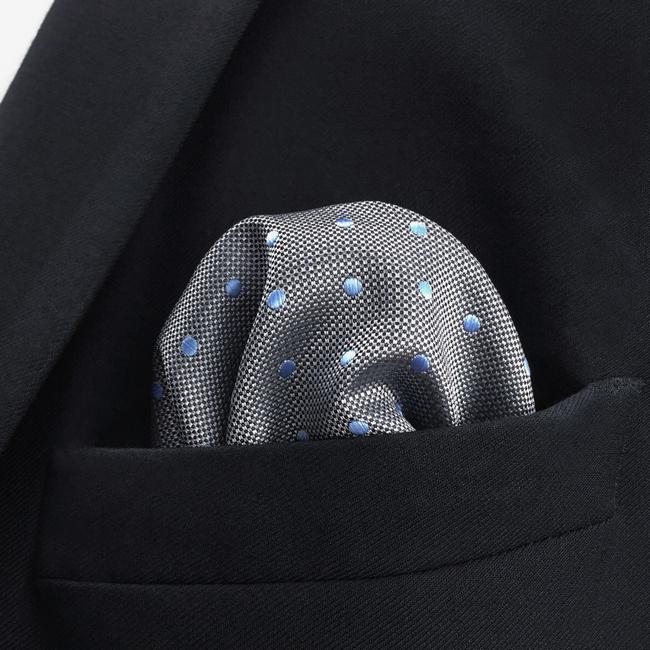 shlax & wing DH21 Grey Polka Dots Mens Pocket Square Silk Fashion Dress Handkerchief Wedding Groom Novelty Hanky Solo queda un día