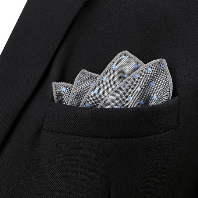 shlax & wing DH21 Grey Polka Dots Mens Pocket Square Silk Fashion Dress Handkerchief Wedding Groom Novelty Hanky Solo queda un día