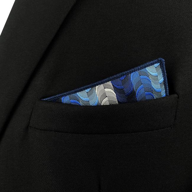 shlax & wing DH23 Blue Ripple Mens Pocket Square Silk Fashion Novelty Handkerchief Brand New Groom Hanky Superdescuento