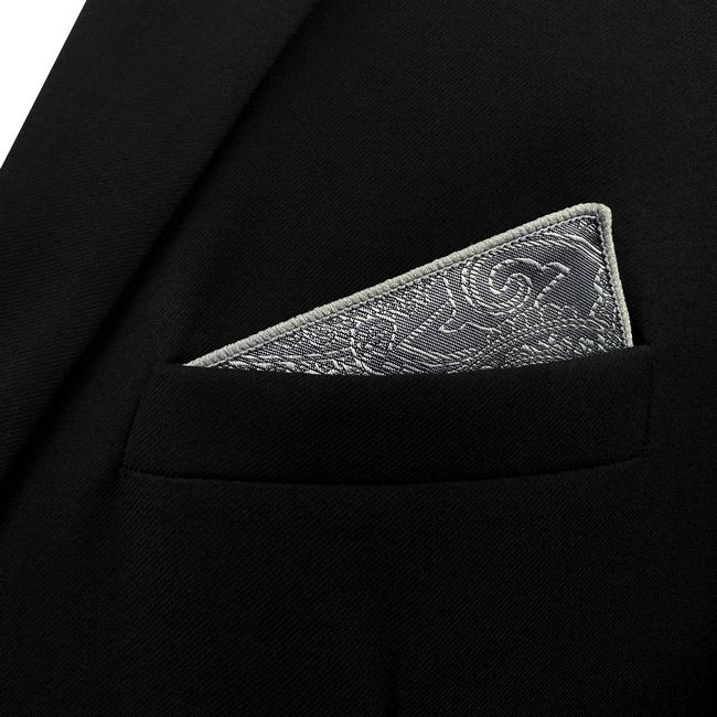 shlax & wing DH30 Dark Grey Paisley Silk Mens Pocket Square Classic Dress Handkerchief Novelty Fashion Hanky Envío internacional gratuito