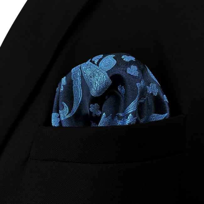 shlax & wing HH1 Blue Paisley Mens Pocket Square Silk Fashion Dress Handkerchief Brand New Wedding Hanky Tienda de fábrica