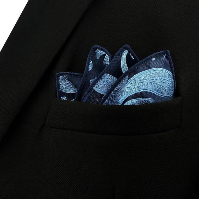 shlax & wing HH1 Blue Paisley Mens Pocket Square Silk Fashion Dress Handkerchief Brand New Wedding Hanky Tienda de fábrica