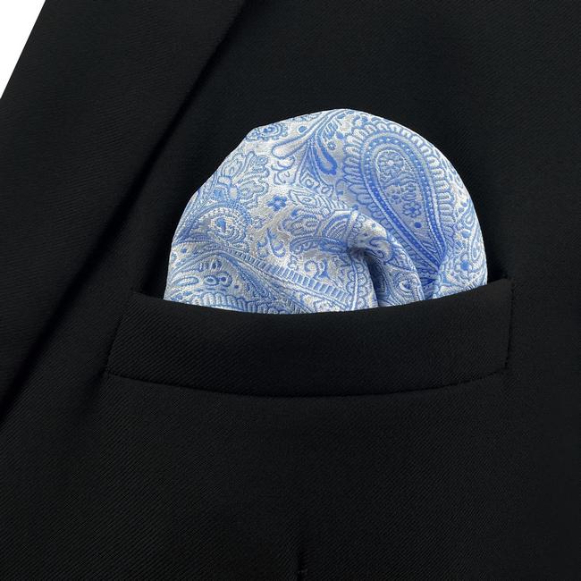 shlax & wing EH12 Azure Paisley Silk Mens Pocket Square Fashion Novelty Handkerchief Groom Classic Accessory Hanky Precios de Black Friday
