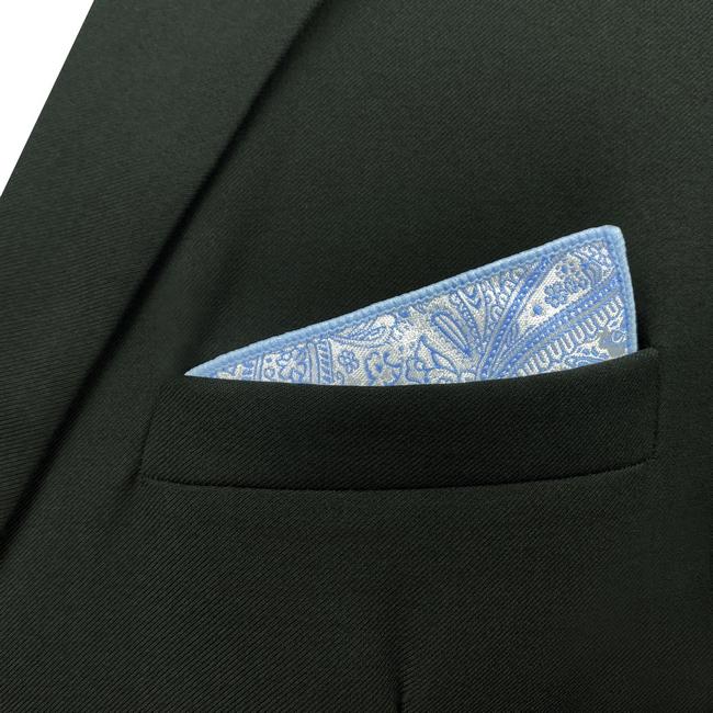 shlax & wing EH12 Azure Paisley Silk Mens Pocket Square Fashion Novelty Handkerchief Groom Classic Accessory Hanky Precios de Black Friday