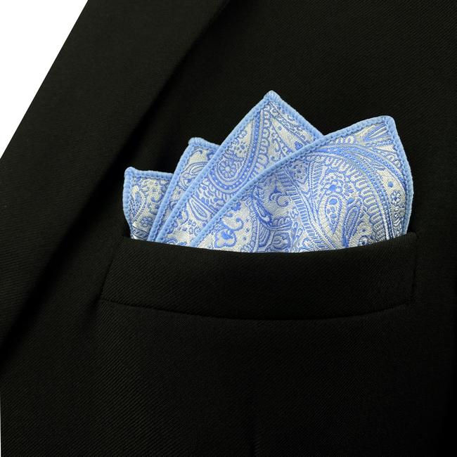 shlax & wing EH12 Azure Paisley Silk Mens Pocket Square Fashion Novelty Handkerchief Groom Classic Accessory Hanky Precios de Black Friday