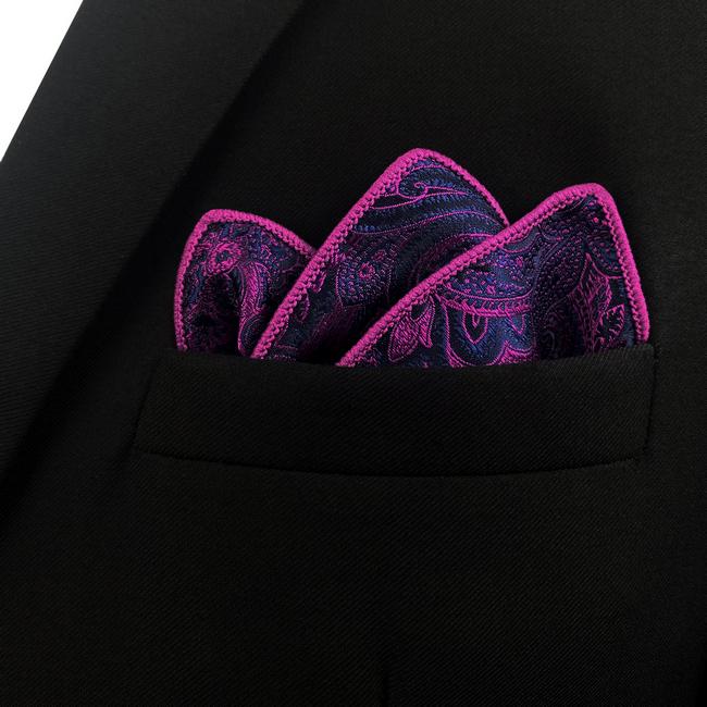 shlax & wing HH15 Purple Geometric Mens Pocket Square Silk Fashion Wedding Handkerchief Classic Dress Hanky Groom En oferta
