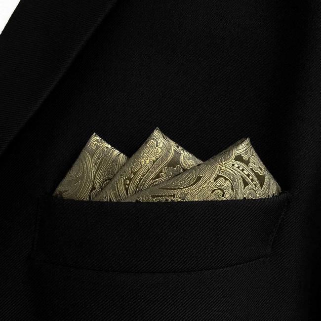 shlax & wing EH16 Brown Paisley Mens Pocket Square Silk Fashion Hanky Groom Dress Wedding Libre de impuestos