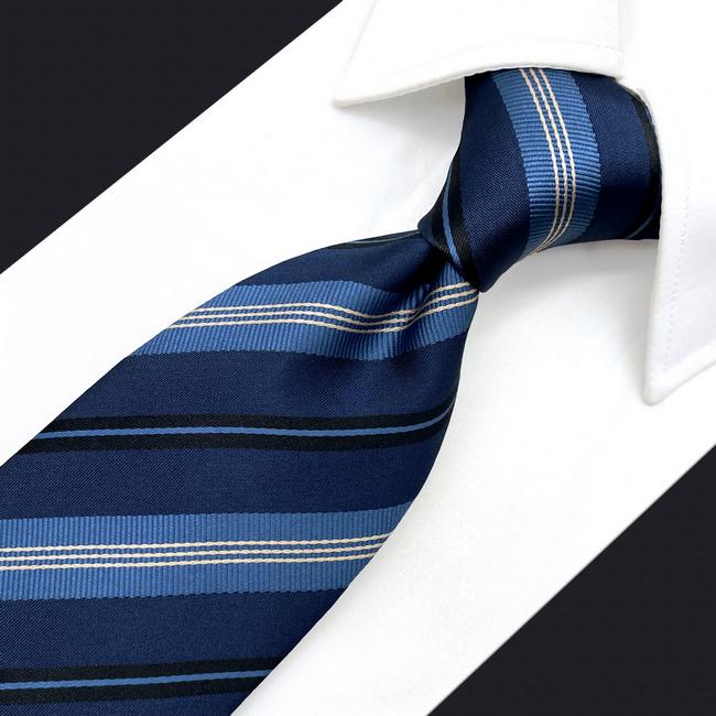 shlax & wing A85 Navy Blue Striped Mens Neckties Pocket Square Set Wedding Classic Party Fashion Extra Long Size Oferta exclusiva