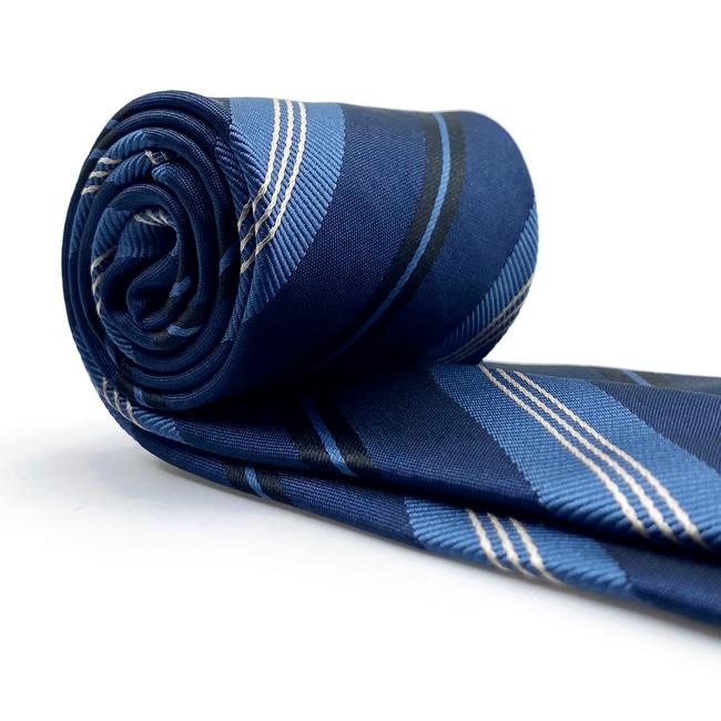 shlax & wing A85 Navy Blue Striped Mens Neckties Pocket Square Set Wedding Classic Party Fashion Extra Long Size Oferta exclusiva