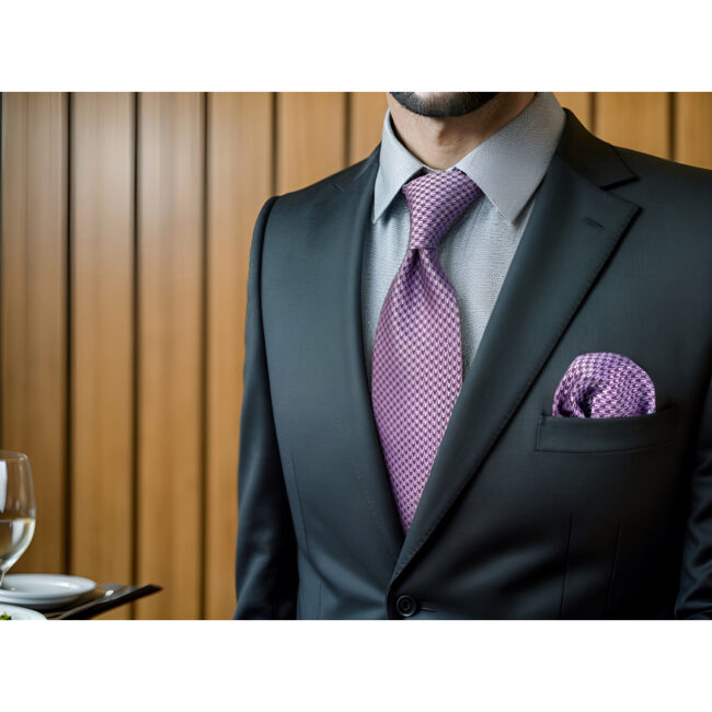 shlax & wing A90 Purple Houndstooth Mens Ties Pocket Square Set Wedding Extra Long Size Business Classic Ofertas especiales