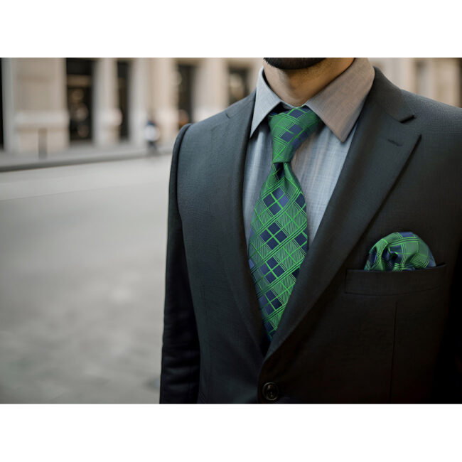 shlax & wing A92 Checked Green Mens Necktie Pocket Square Set Jacquard Woven Classic Groom 63″ Business Rebajas de fin de temporada