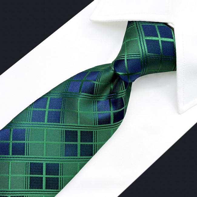 shlax & wing A92 Checked Green Mens Necktie Pocket Square Set Jacquard Woven Classic Groom 63″ Business Rebajas de fin de temporada