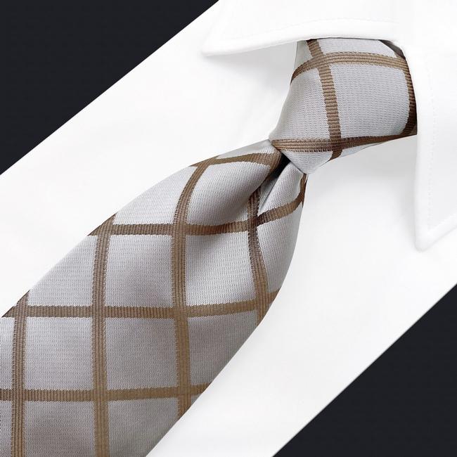 shlax & wing A95 Khaki Checkes Mens Necktie Pocket Square Set Fashion Classic Brand New 2025