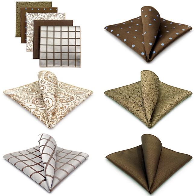 shlax & wing 5 Pieces Assorted Mens Pocket Square Maillard Style Fashion Gift Classic Handkerchiefs Set 2-93 En línea