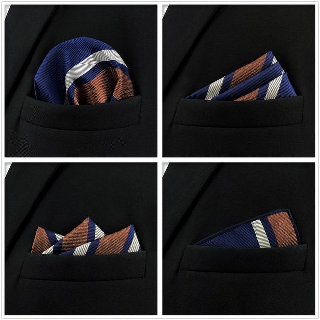 shlax & wing 5 Pieces Assorted Striped Mens Pocket Square Fashion Gift Classic Handkerchiefs Set 2-105 Outlet