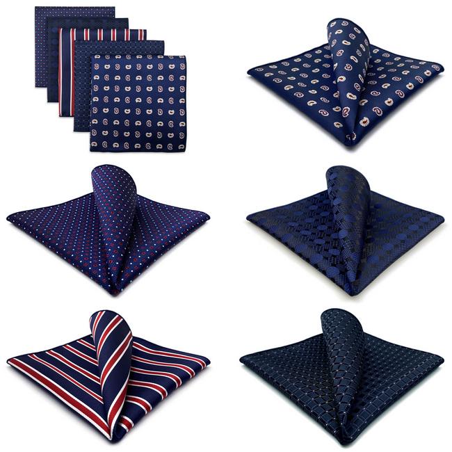 shlax & wing 5 Pieces Blue Mens Pocket Square Fashion Gift Classic Handkerchiefs Set 1-78 Outlet online