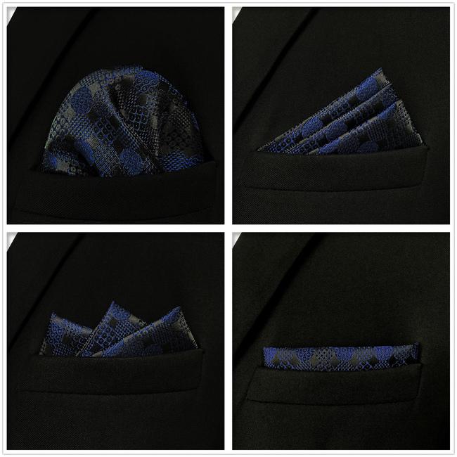 shlax & wing 5 Pieces Blue Mens Pocket Square Fashion Gift Classic Handkerchiefs Set 1-78 Outlet online