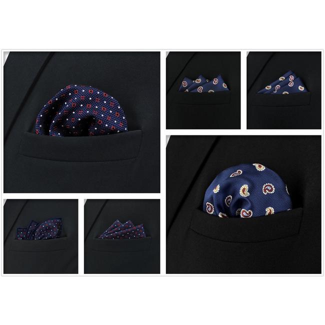 shlax & wing 5 Pieces Blue Mens Pocket Square Fashion Gift Classic Handkerchiefs Set 1-78 Outlet online